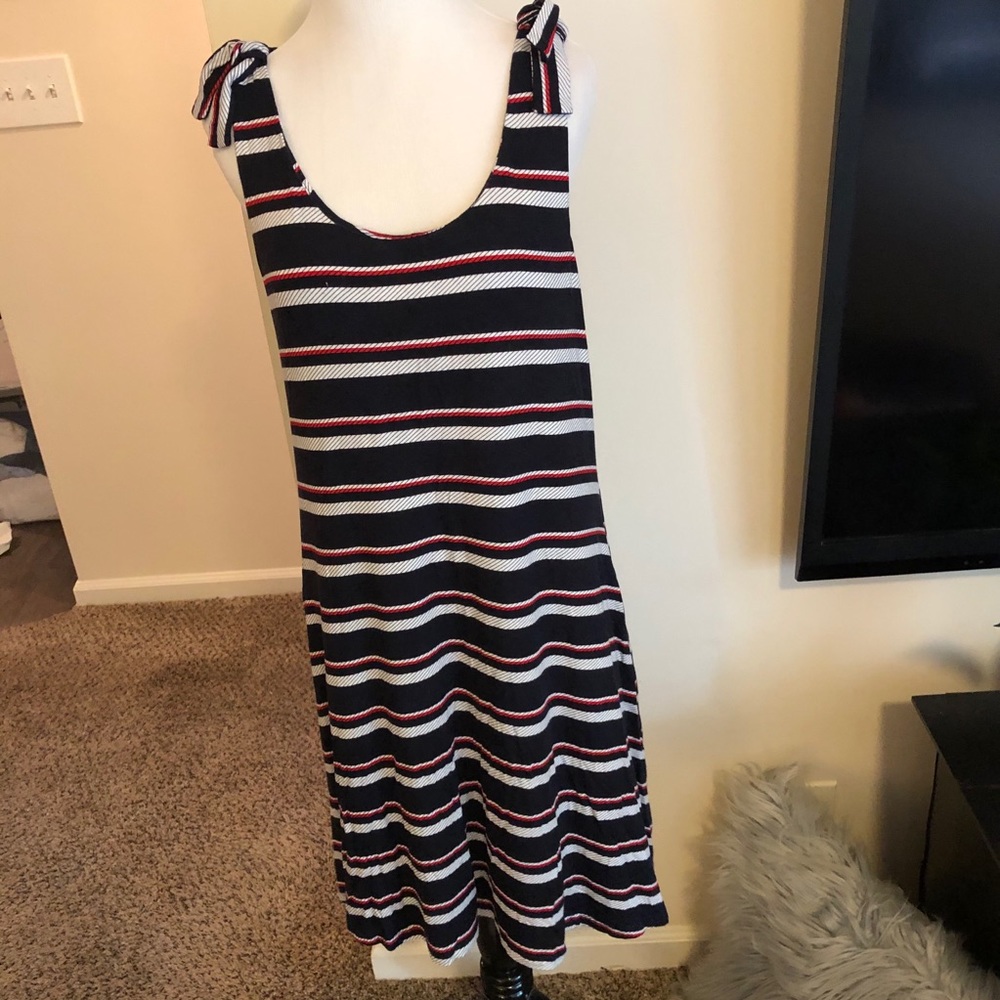 Drop waist striped dress with pockets